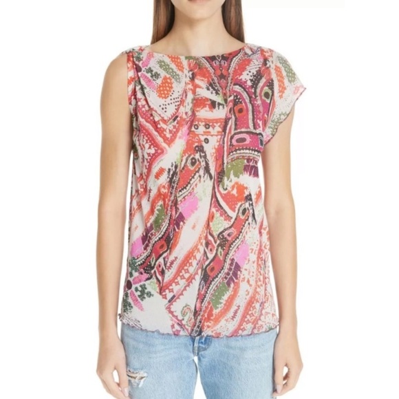 Fuzzi Print Tulle One-Sleeve Top Size XS NWT New - Picture 1 of 11